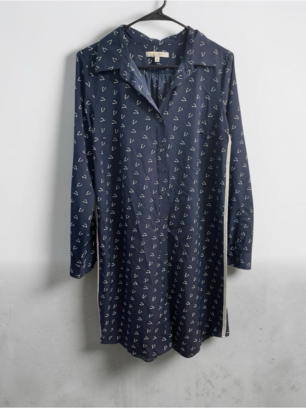 Shirt Dress Rosie Pope Navy Button Down Mini Casual Chic Size M Maternity